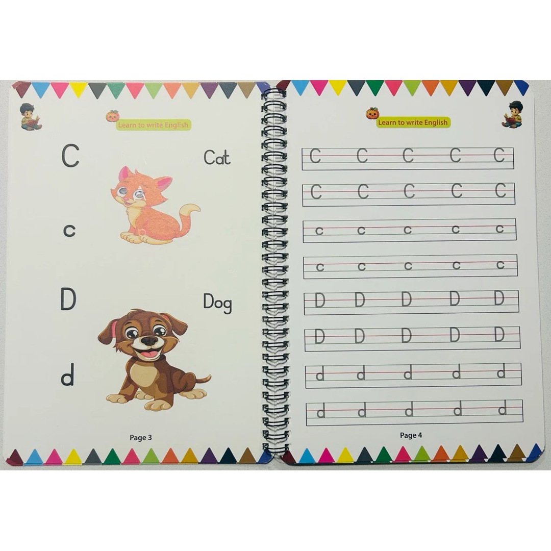 Learn to Write English – Magic Book (Age 3 -8)
