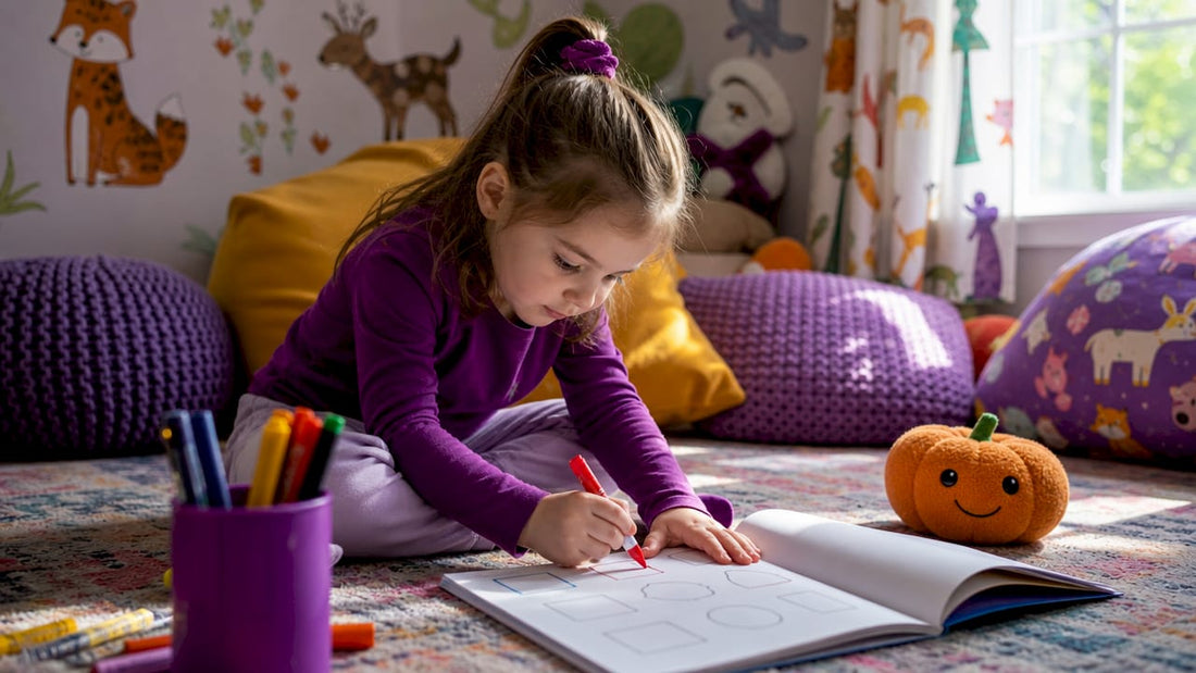 Child tracing shapes to develop writing skills