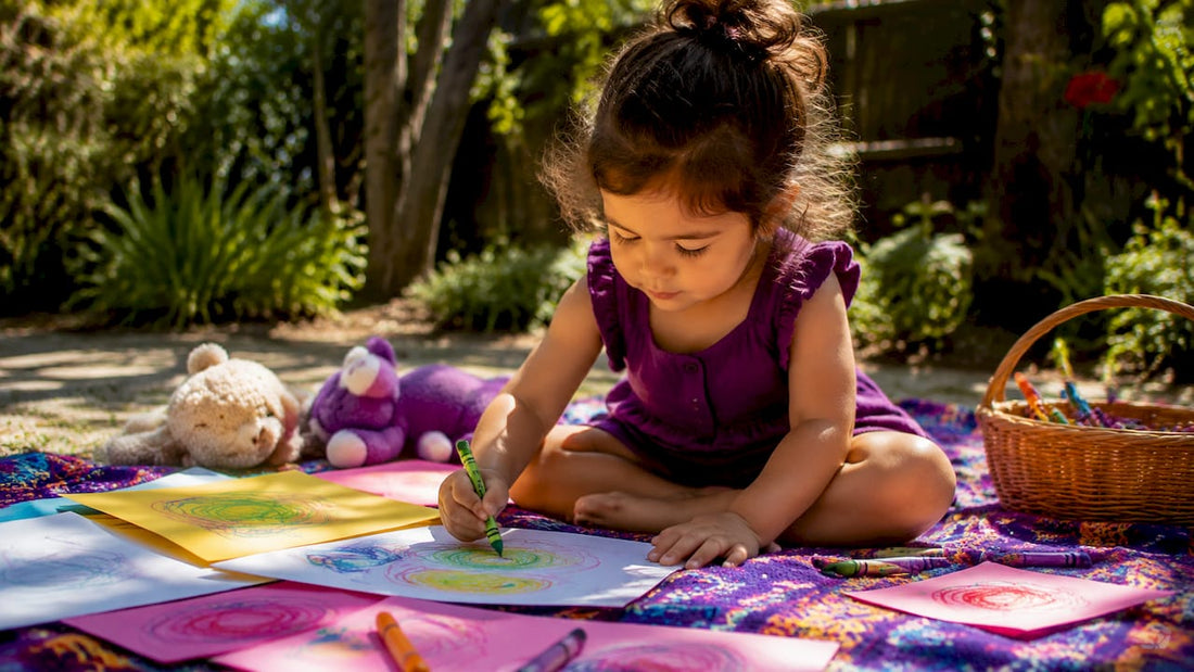 Toddler making first writing marks