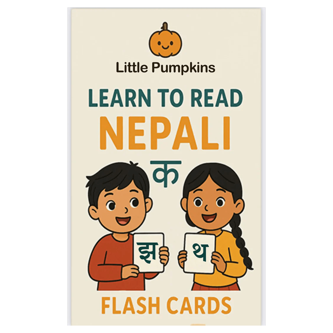 Nepali flashcards ready for a calm heritage-language bedtime routine