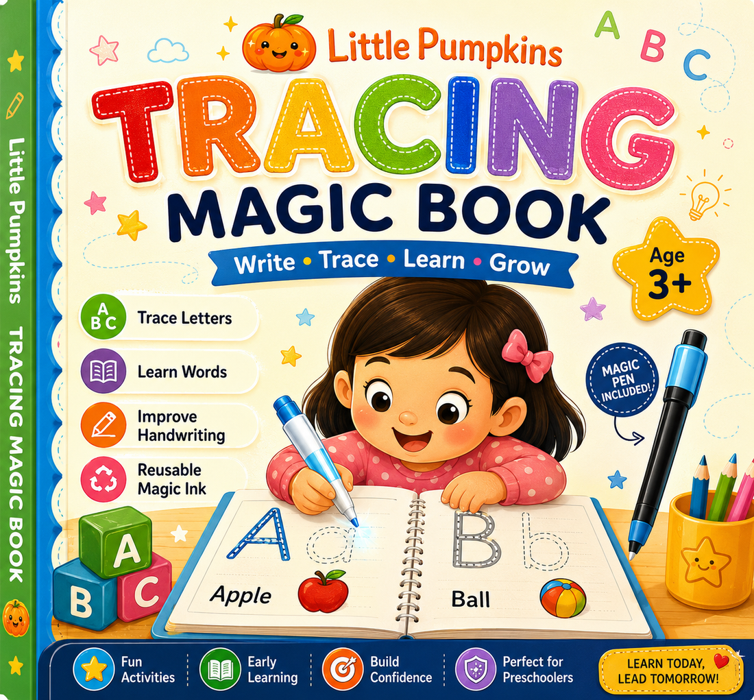 Little Pumpkins multilingual books and flash cards arranged in a simple home reading corner